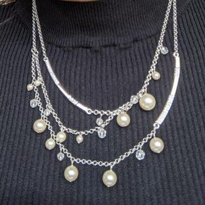 Swarovski Pearl and Crystal Trio Layered Necklace